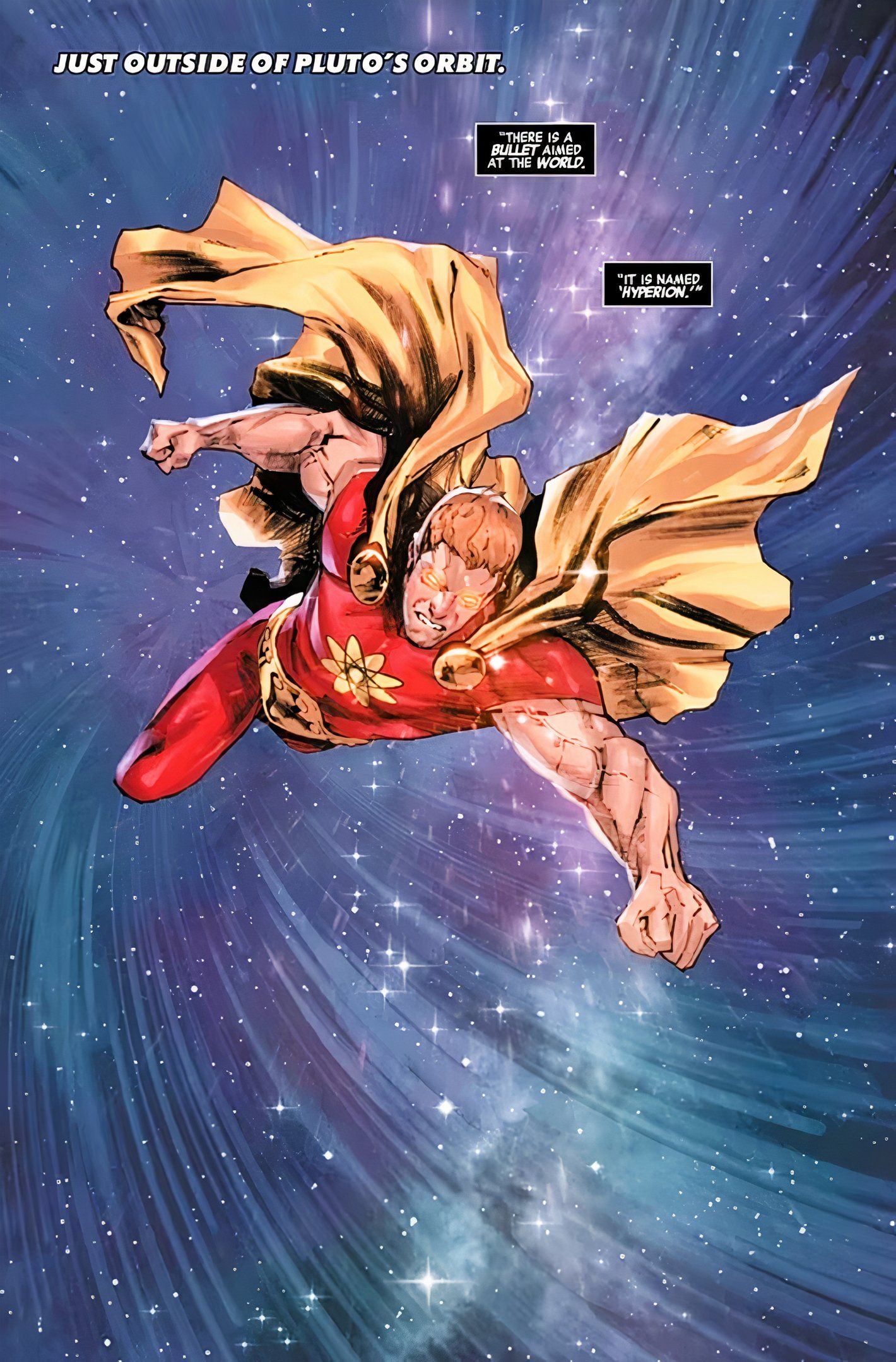 In Avengers #18, Hyperion flies from space to Earth, intending to destroy it