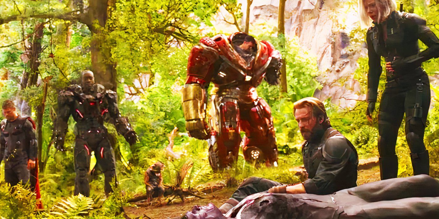 Avengers crying over Vision's body in Avengers Infinity War