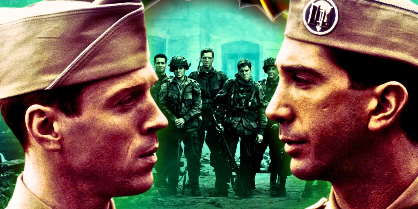Damien Lewis and David Schwimmer in Band of Brothers