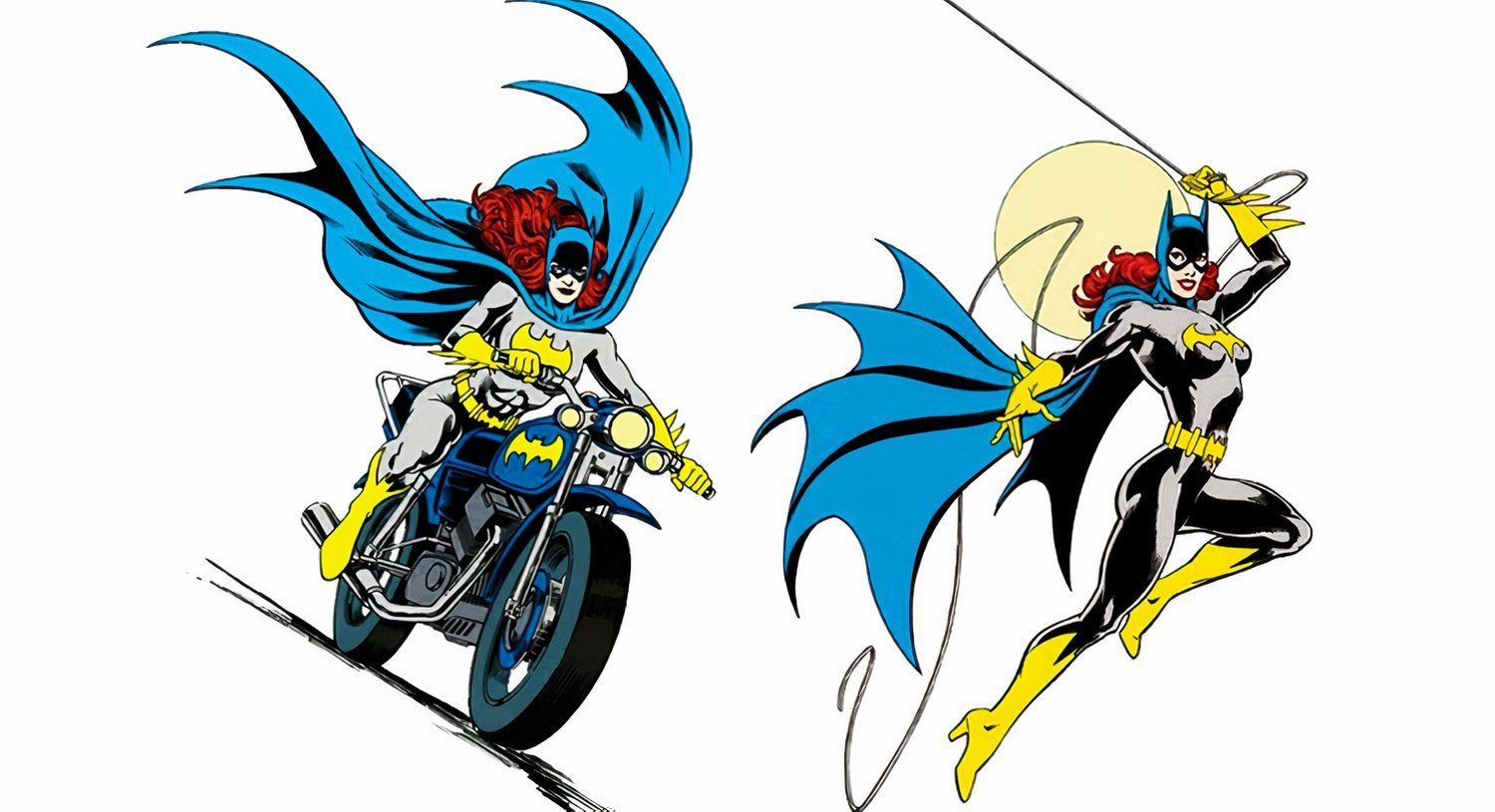 Traje da Idade do Bronze Batgirl dos anos 70 e 80 preto e azul