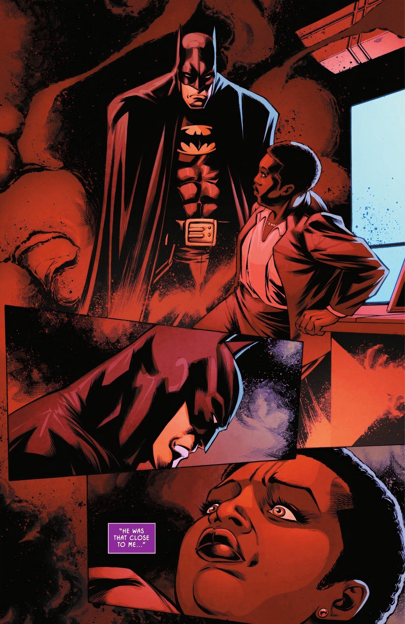 Página de quadrinhos: Batman confronta Amanda Waller em Belle Reve.