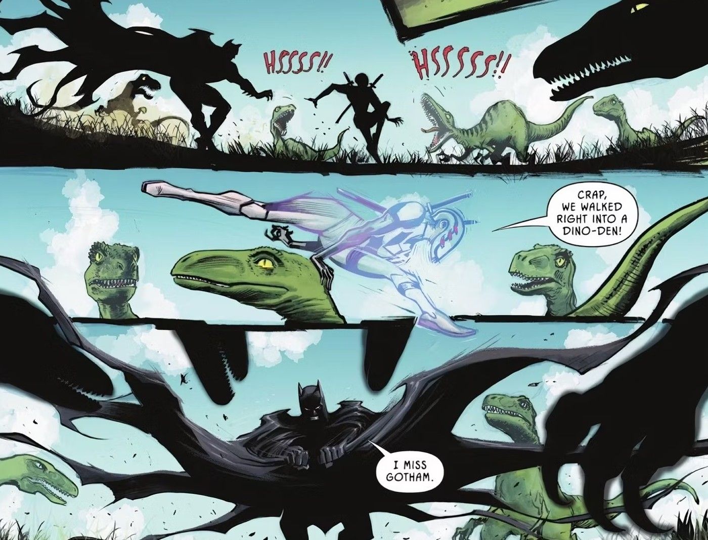 batman fights dinosaurs