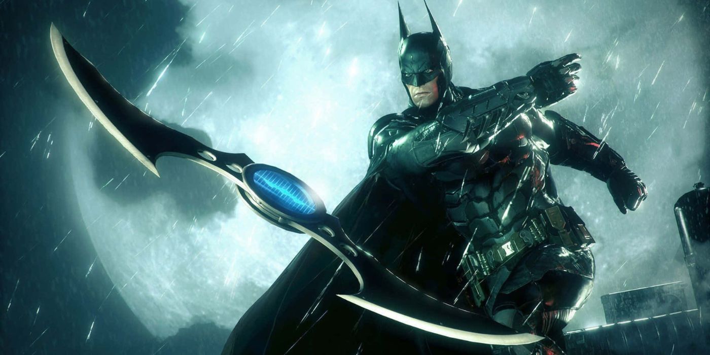 Batman throwing a Batarang in Arkham Knight