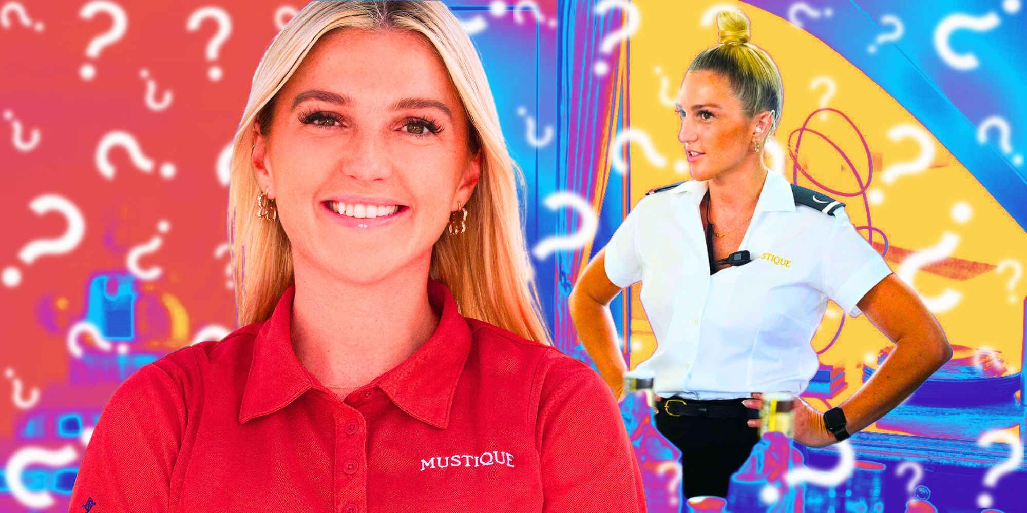 Below Deck Med season 9 Carrie O&rsquo;Niell in side by side images from interview and on the job