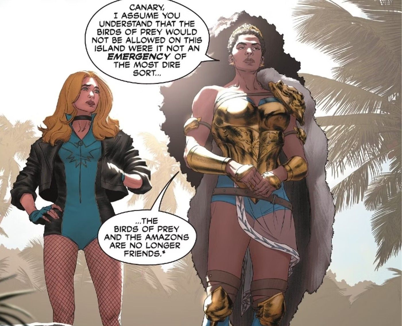 Black Canary und Nubia diskutieren ihre Feindschaft