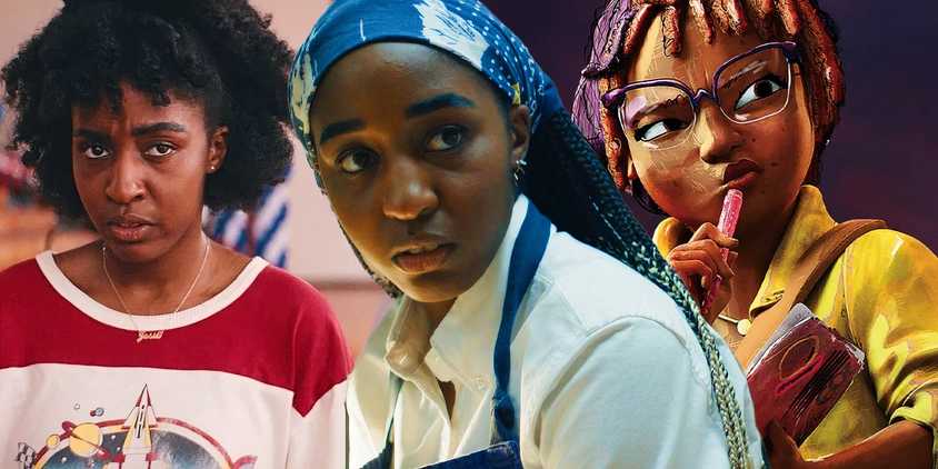 Blended image of Ayo Edebiri in Bottoms, The Bear and Ninja Turtles
