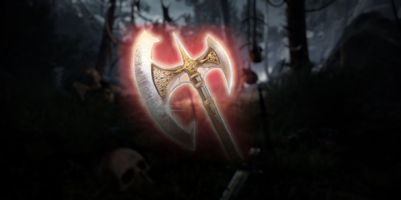 Close up of the Blooded Greataxe in Baldur's Gate 3.