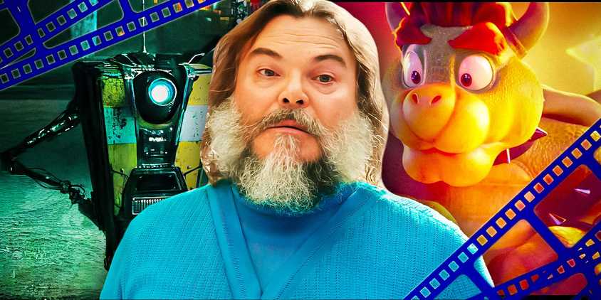 Custom image of Jack Black in Borderlands, Minecraft, and the Super Mario Bros. Movie