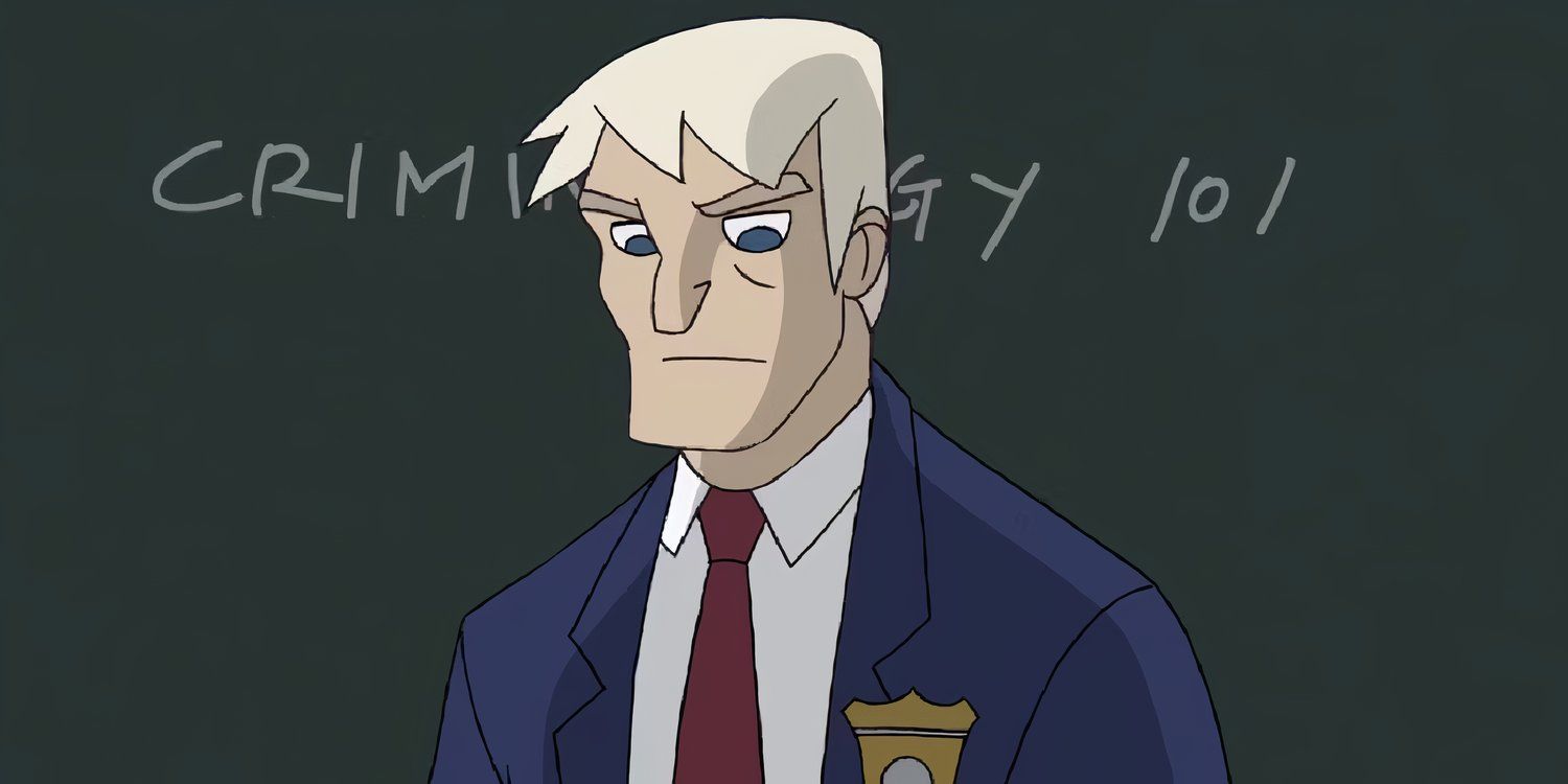 Captain George Stacy in front of a blackboard in Spectacular Spider-Man