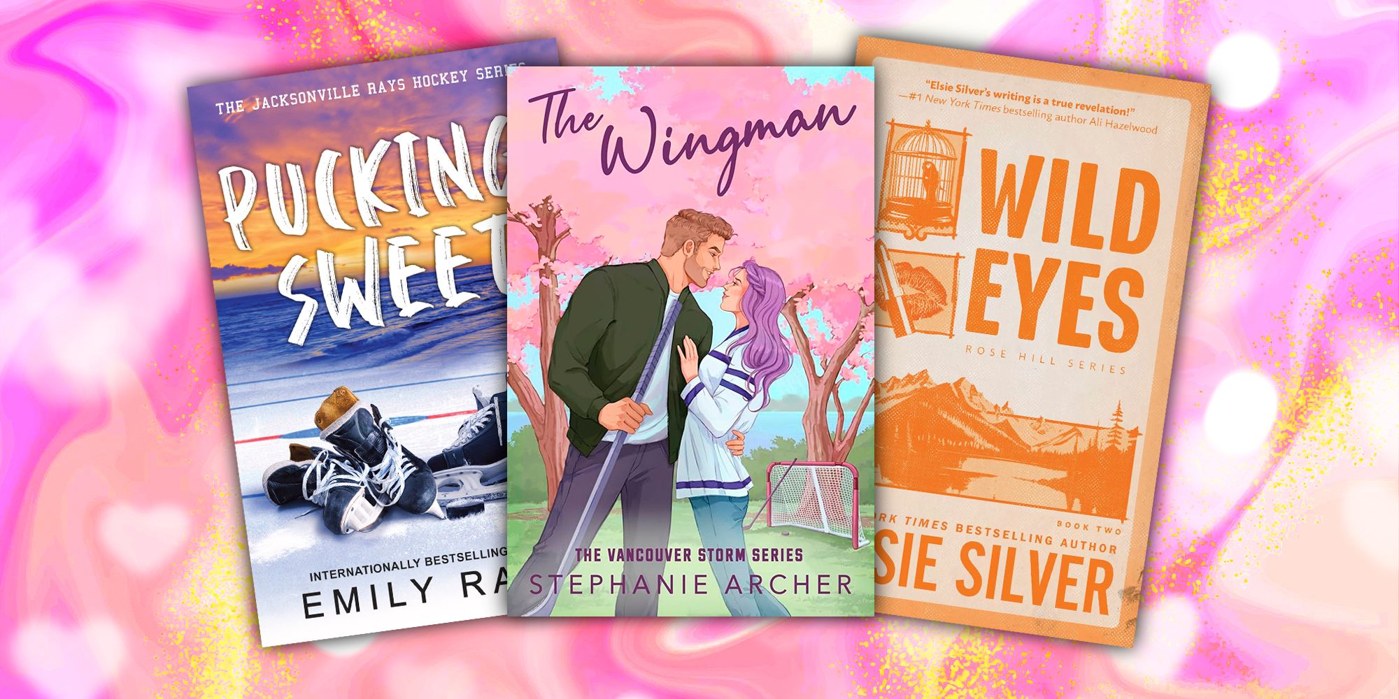 cover books - covers of Pucking Sweet, The Wingman, &amp; Wild Eyes