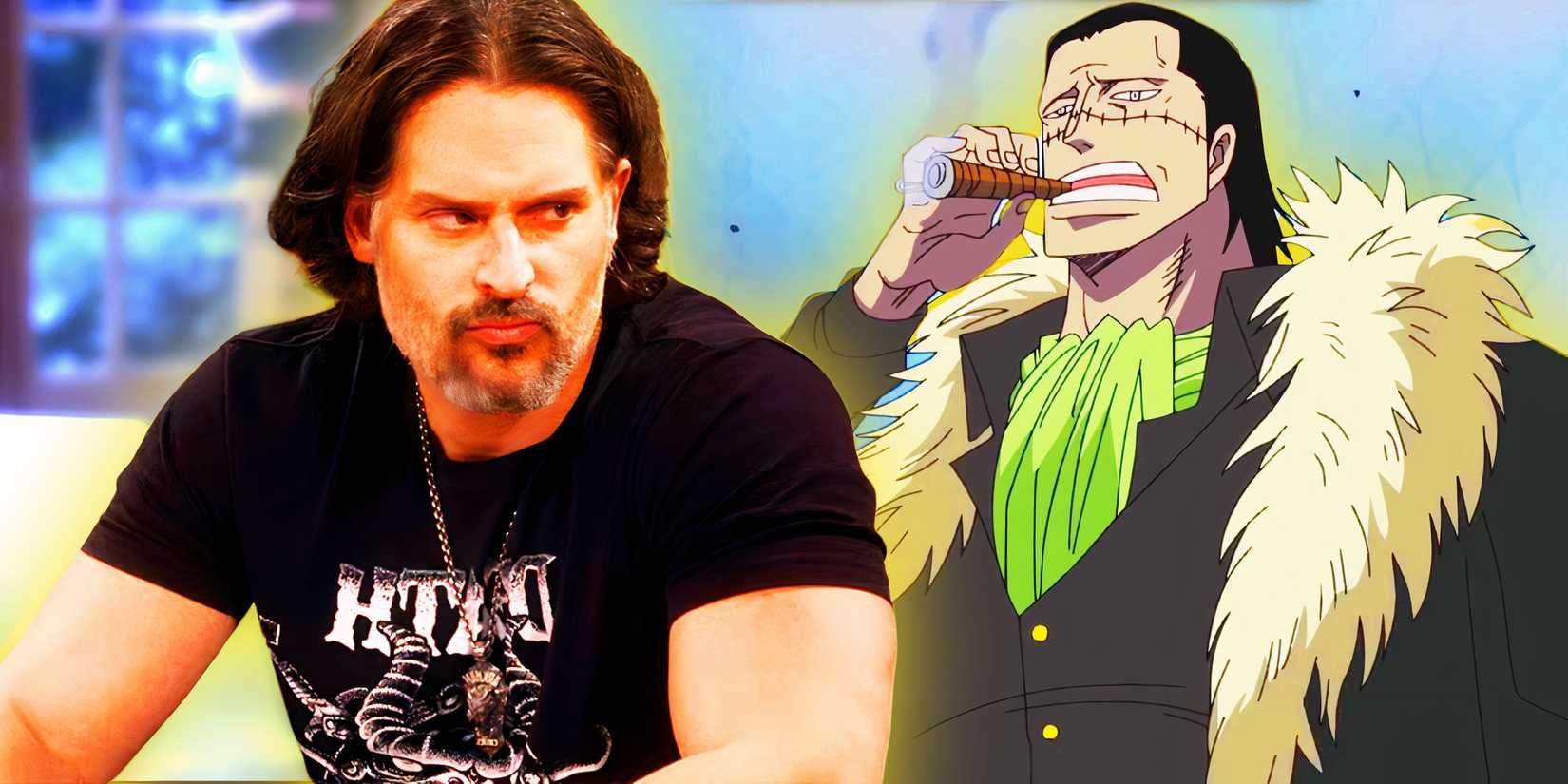 Crocodile from the One Piece anime and Joe Manganiello from How I Met Your Mother.