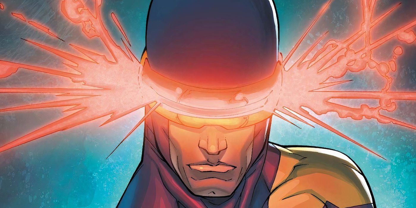 Cyclops' visor surging with power.