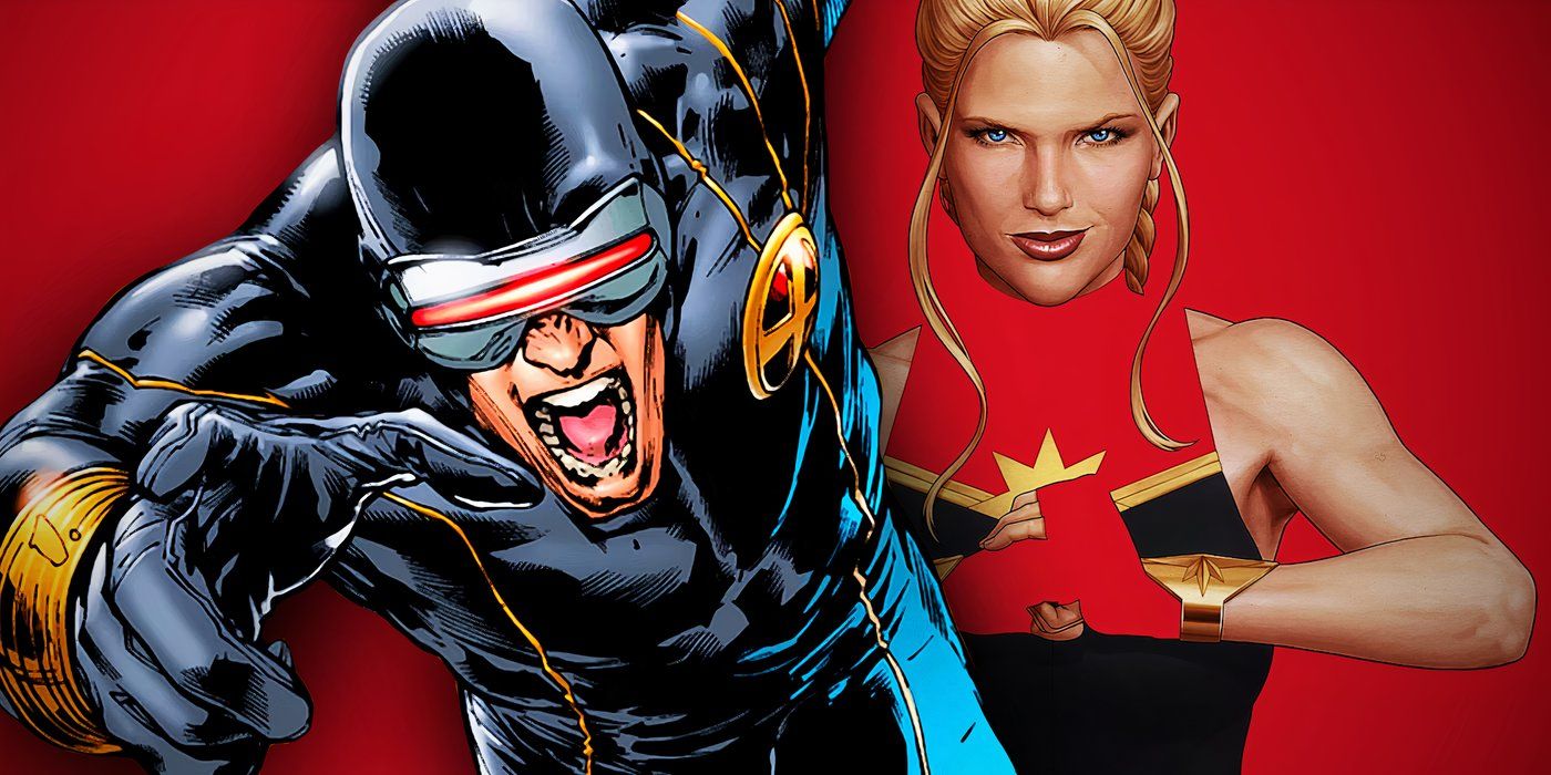 Cyclops Screaming with Captain Marvel Cracking Fists in Comic Art