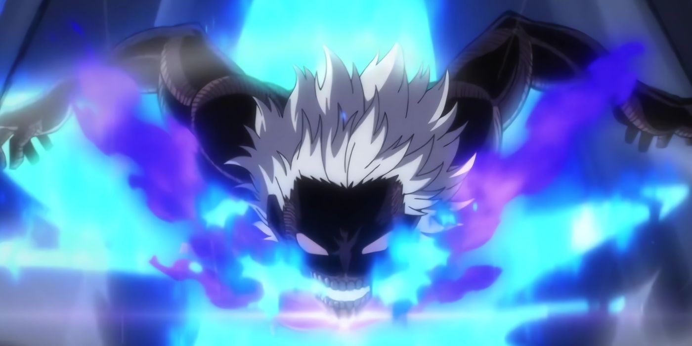 Dabi prepares to fight against his father with his blue flames.