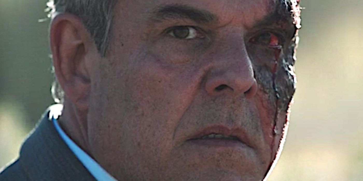 Dan Jenkins (Danny Huston) with his face destroyed in Thomas Rainwater's dream in Yellowstone. copy