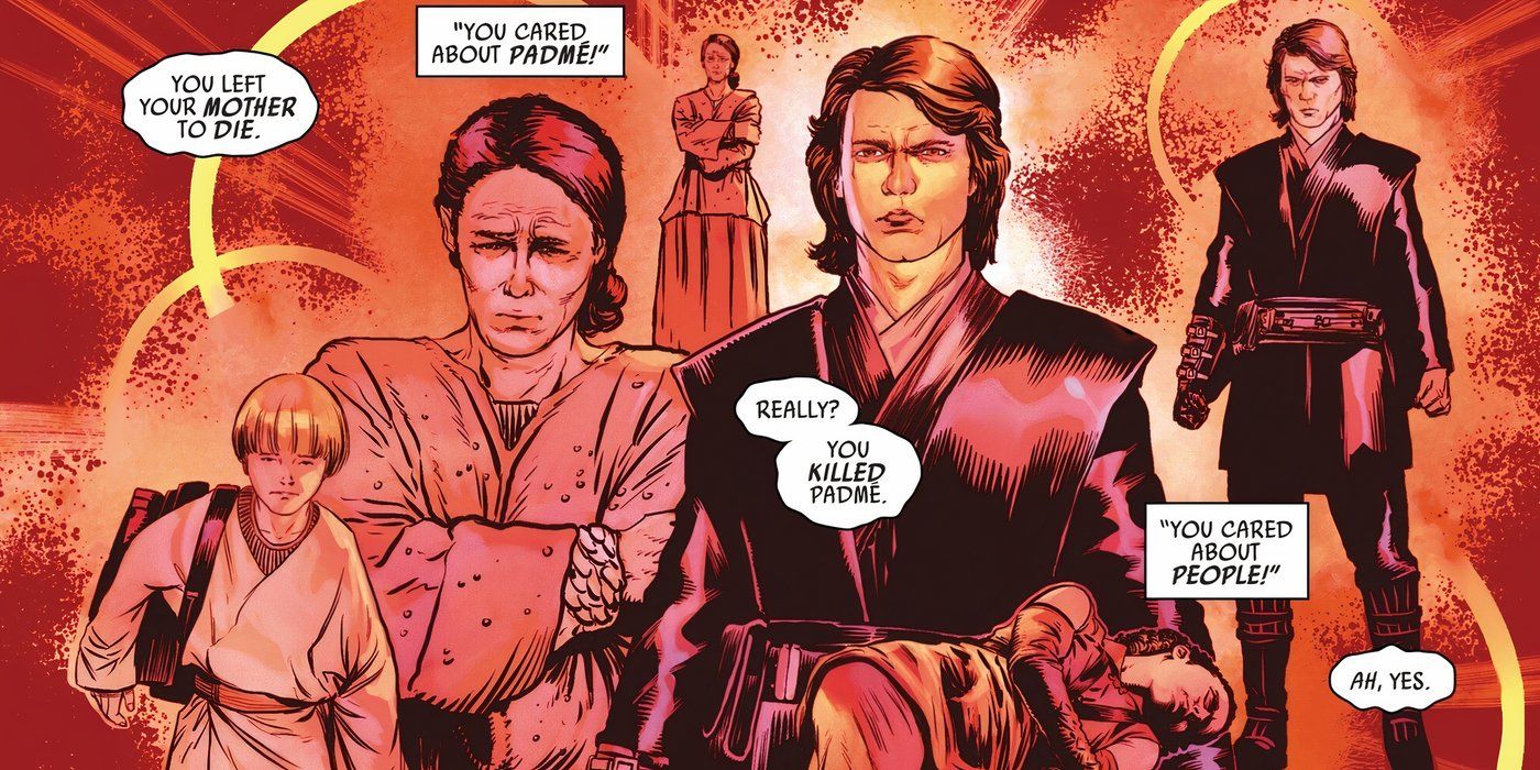 Os maiores traumas de Anakin Skywalker passando pela mente de Darth Vader.