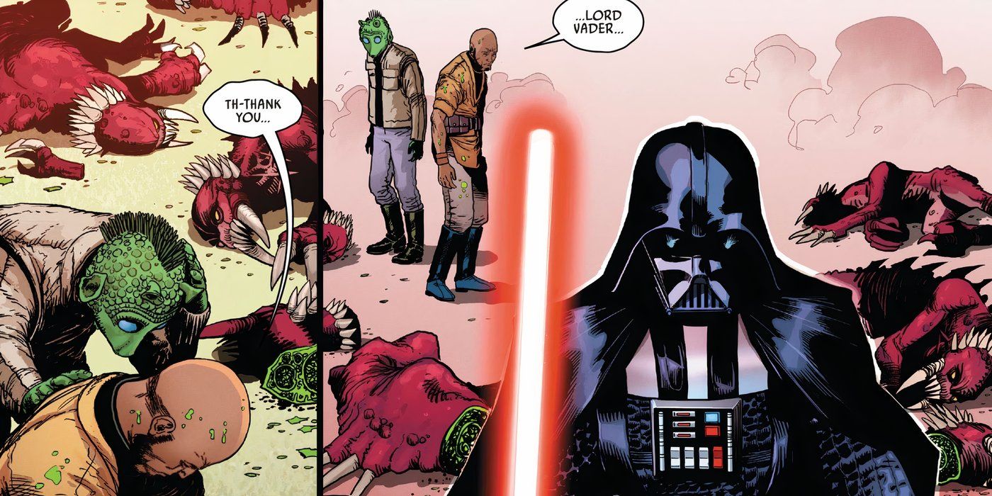 Darth Vader salvando dois de seus amigos de infância de uma horda de alienígenas cruéis.