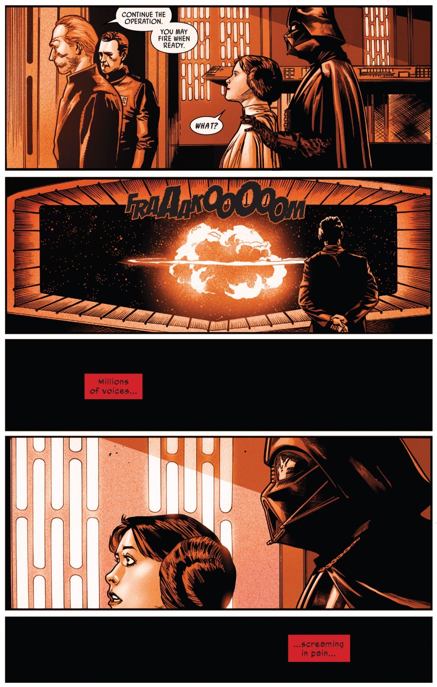 Darth Vader relata el momento en que la Estrella de la Muerte destruyó Alderaan.