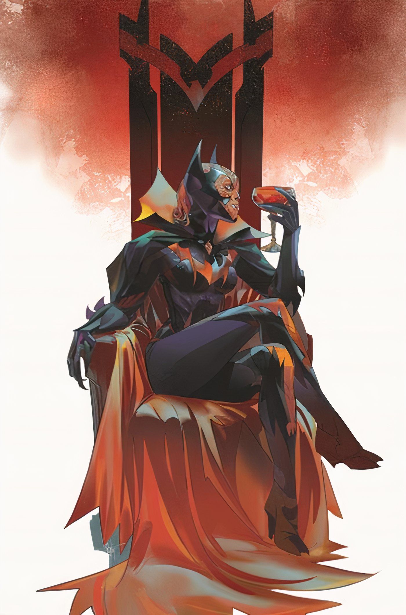 Portada del cómic: la reina vampiro Batgirl sentada en su trono.