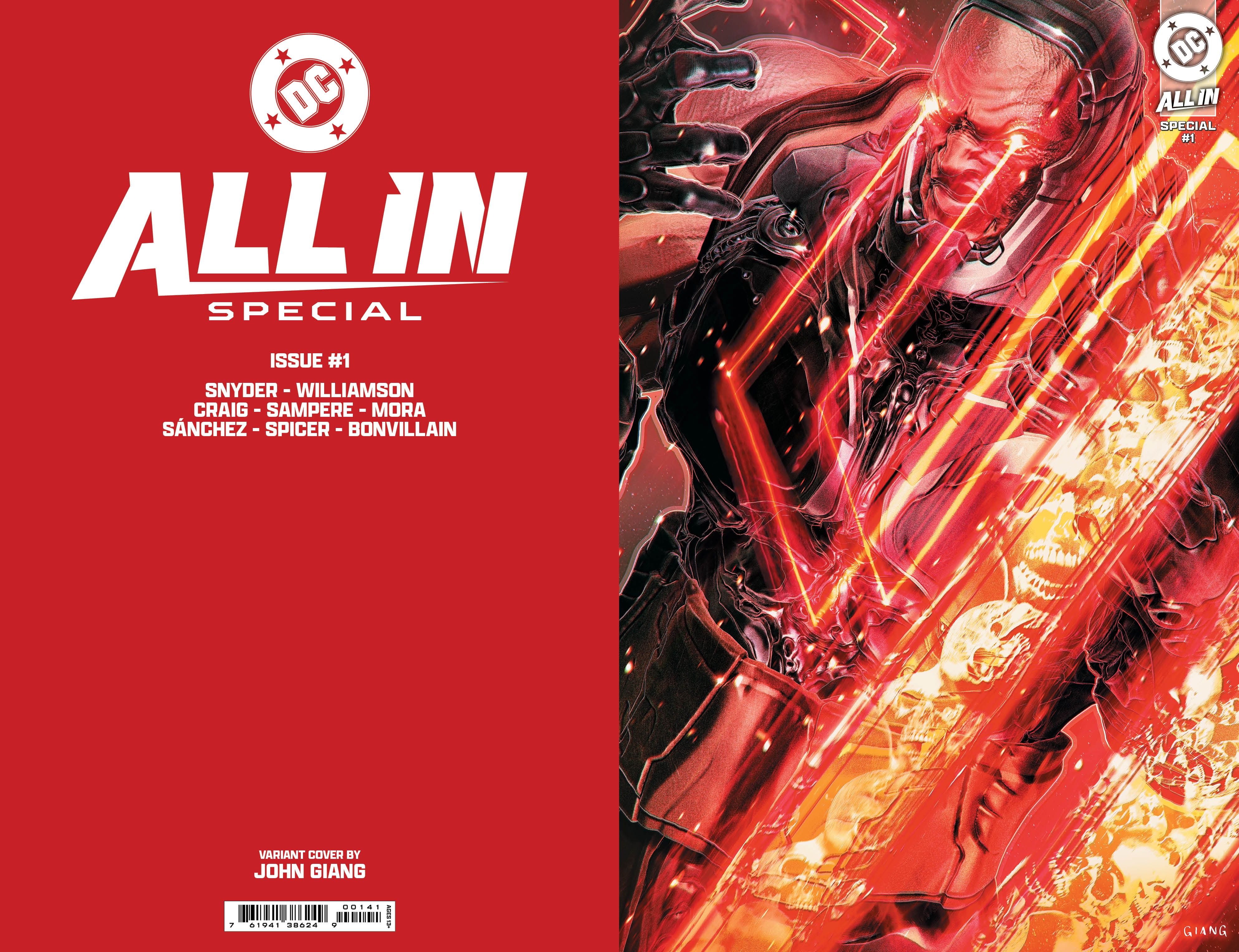 DC All In Special 1 Giang Variant Cover: Darkseid usa seus Omega Beams.