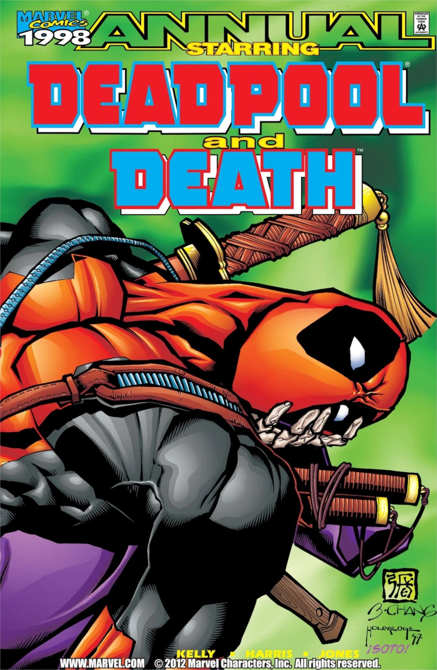 Deadpool and Death Annual Vol 1 #1 Cover Deadpool is caressed by Death's hand