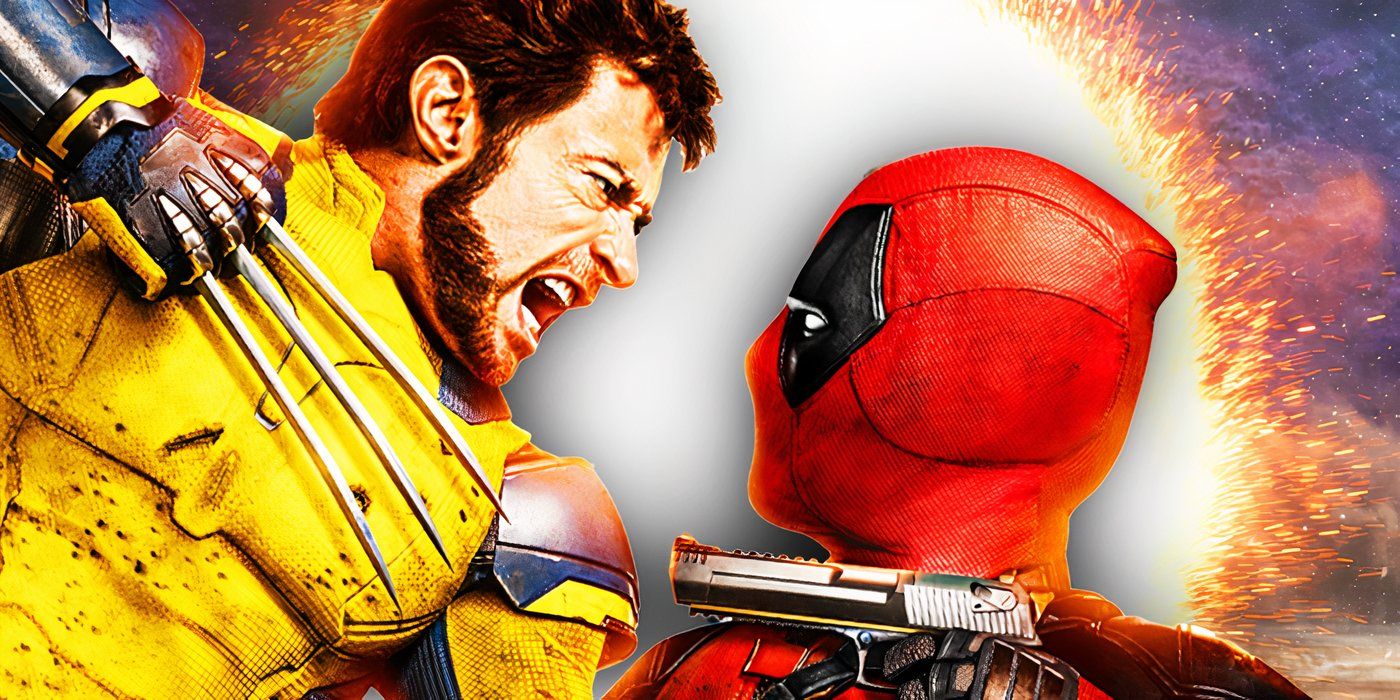 Deadpool and Wolverine fighting with a Marvel Sparkle Circle in Deadpool & Wolverine