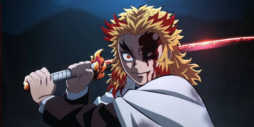 Demon Slayer - Rengoku holding up his sword