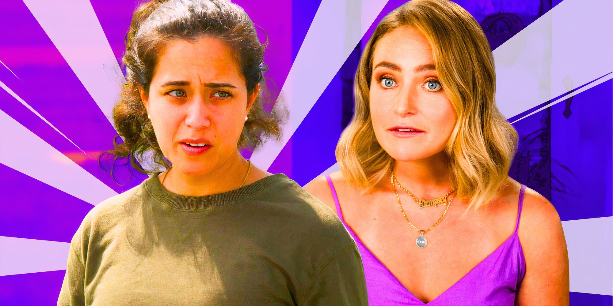 dempsey wilkinson and statler riley from 90 day fiance in montage with intense expressions and purple background