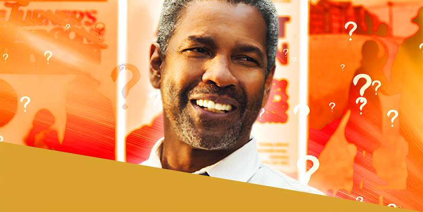 Denzel Washington In Front of August Wilson Book Covers with Question Marks