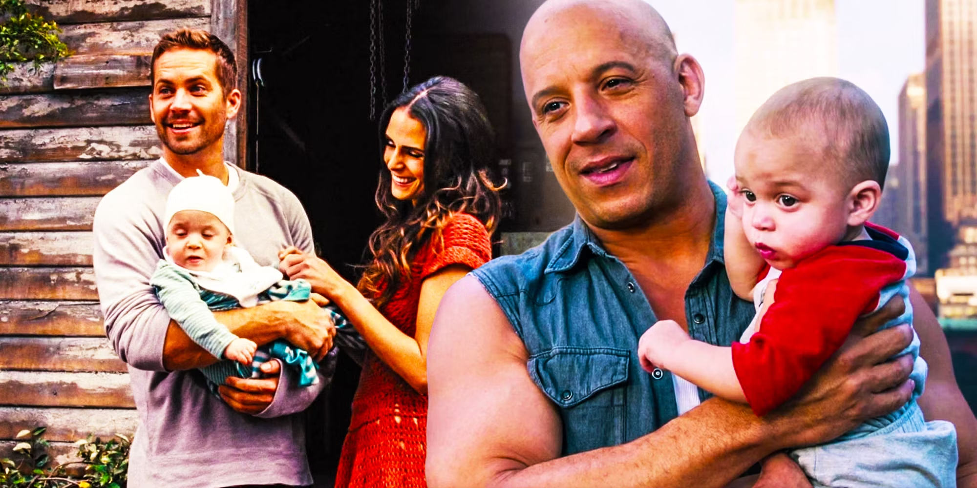 Dom y Brian con sus hijos en Fast Five