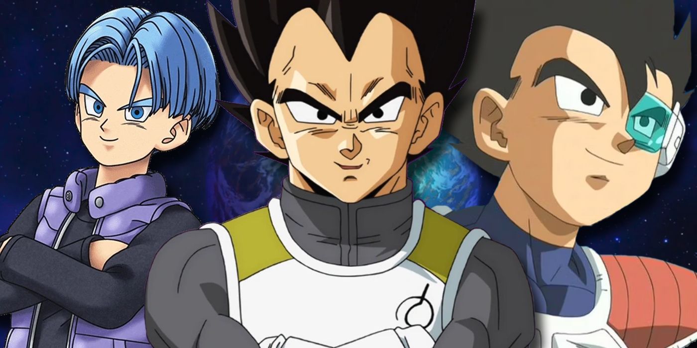 Trunks, Vegeta, and Tarble representing Vegeta's family tree.