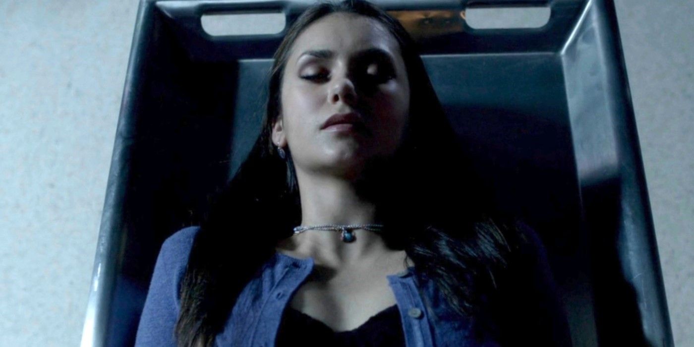 Elena Gilbert's dead body right before she becomes a vampire in The Vampire Diaries