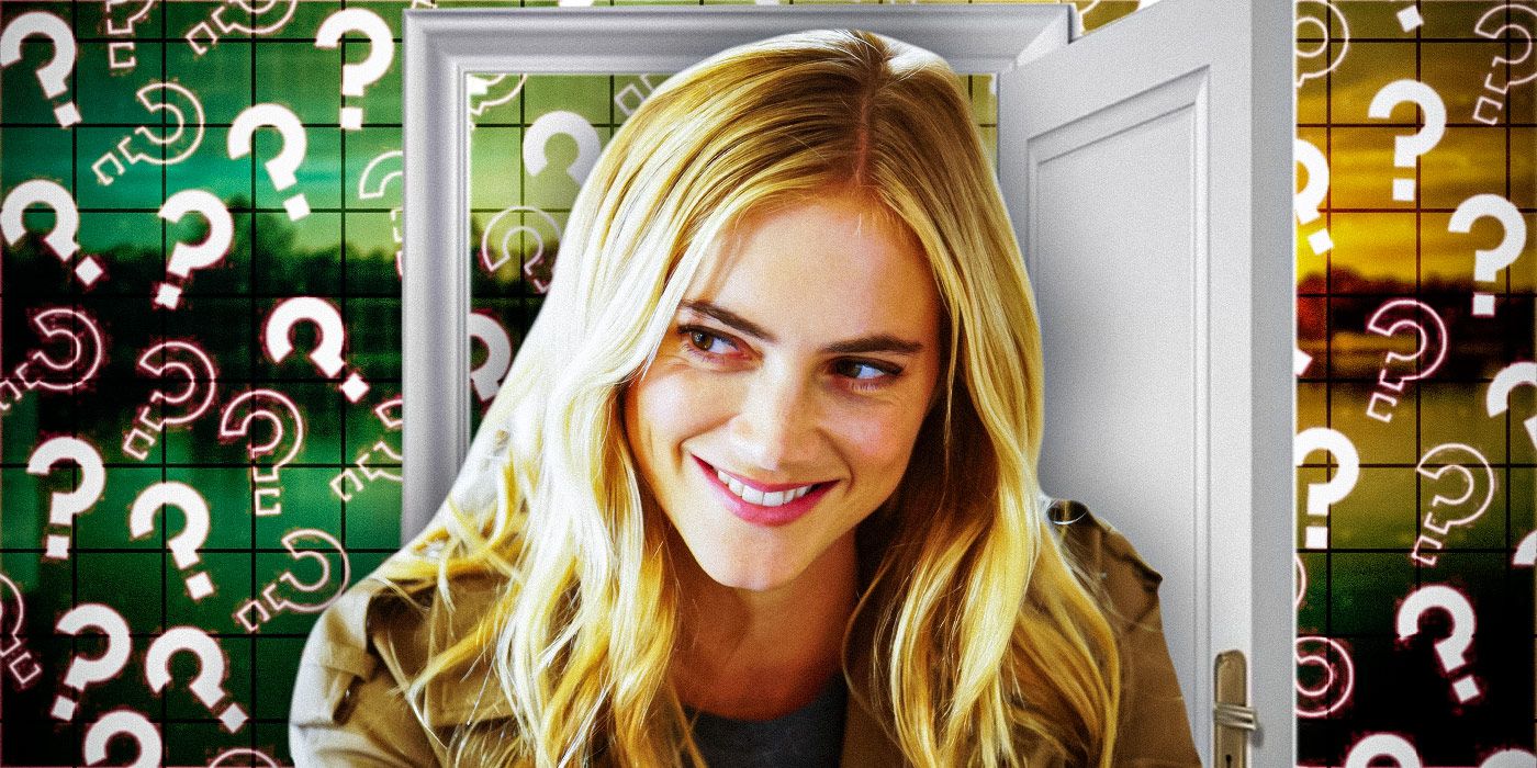 A custom image of Emily Wickersham surrounded by question marks