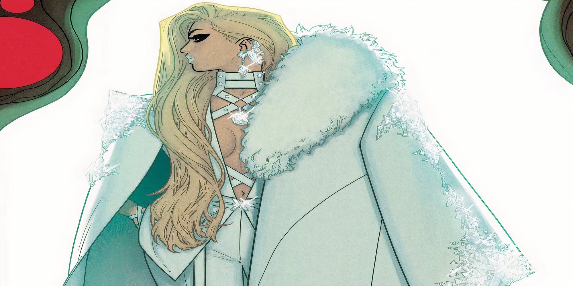 Emma Frost shows off her 2023 Hellfire Gala outfit.