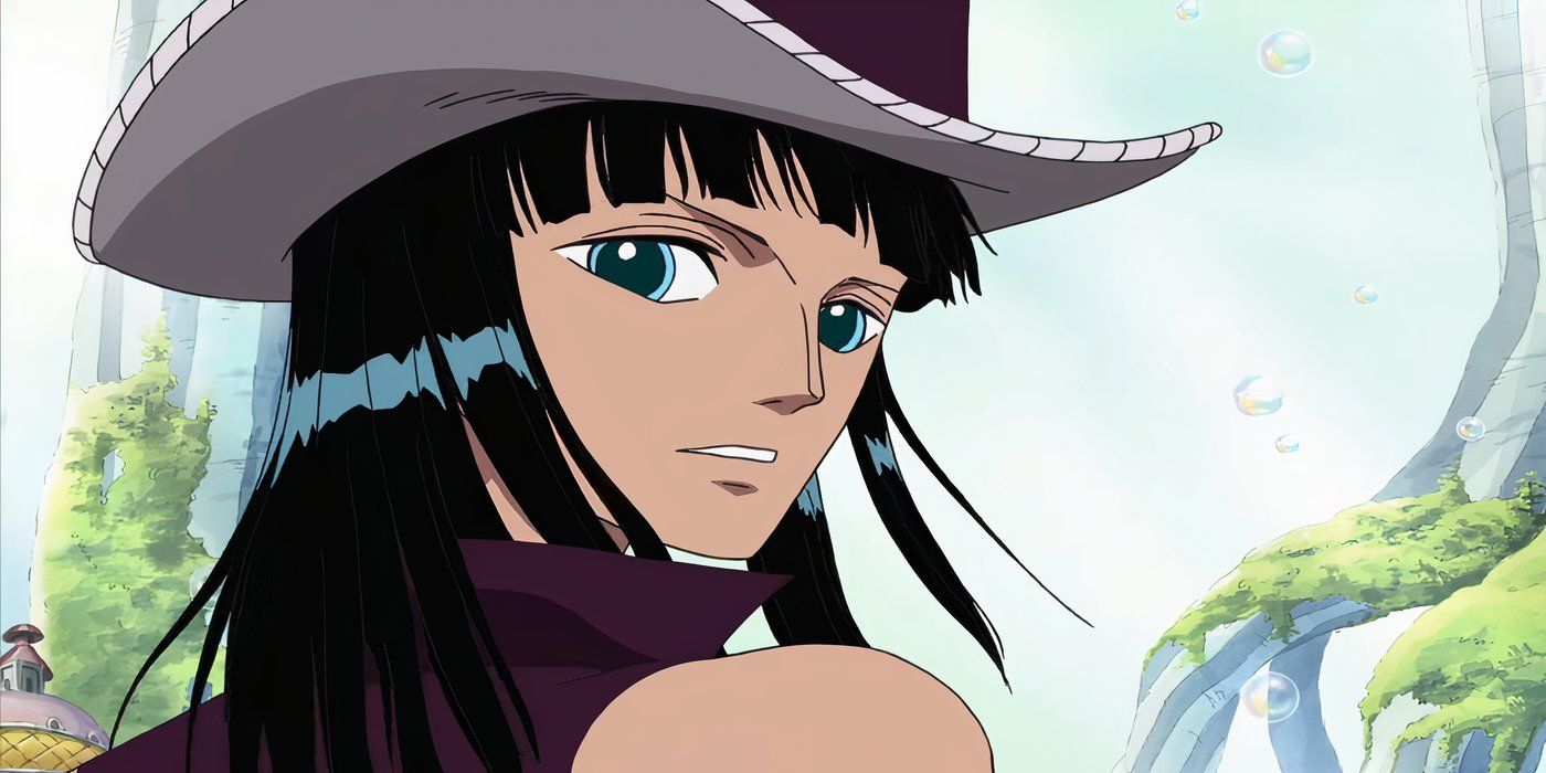 Nico Robin como Miss All Sunday olhando por cima do ombro