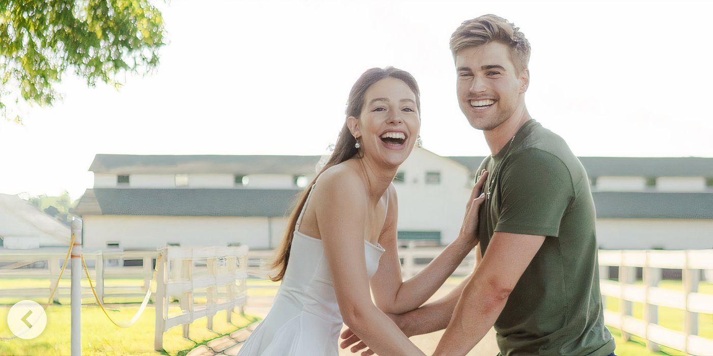 Evelyn and her second husband Nick in 90 Day Fiance after their engagement outside
