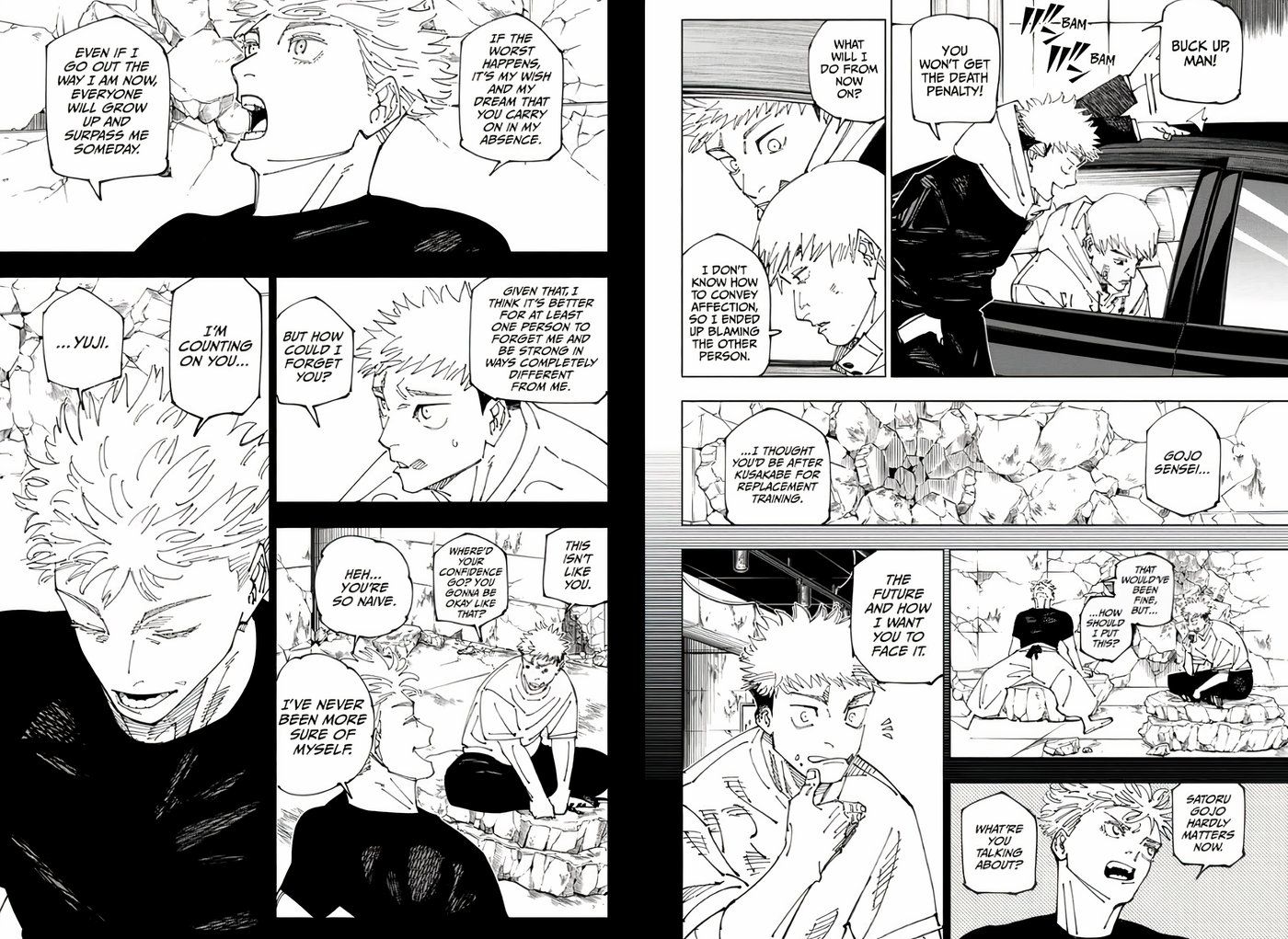 Flashback de Gojo e Yuji no capítulo final de Jujutsu Kaisen