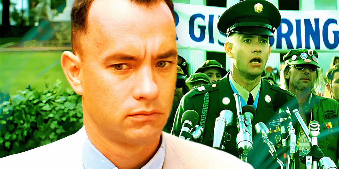 Tom Hanks as Forrest Gump in Forrest Gump.