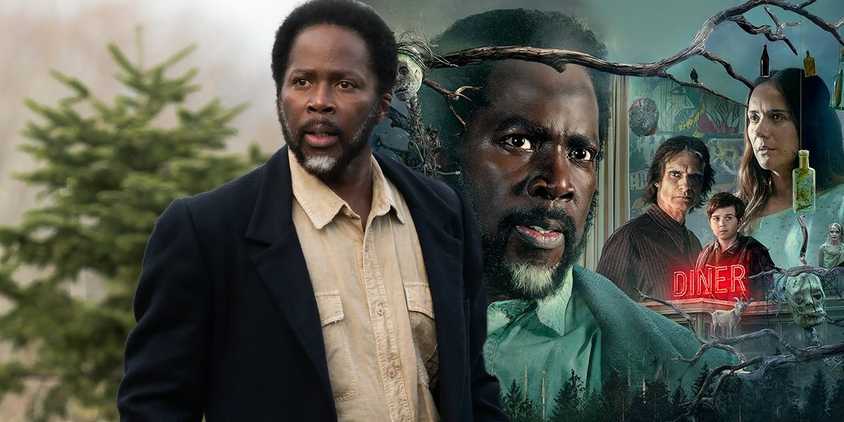 A composite image of Boyd looking off in front of a collage of characters from From season 3