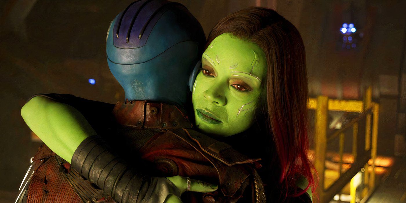 Gamora hugging Nebula in Guardians of the Galaxy Vol. 2