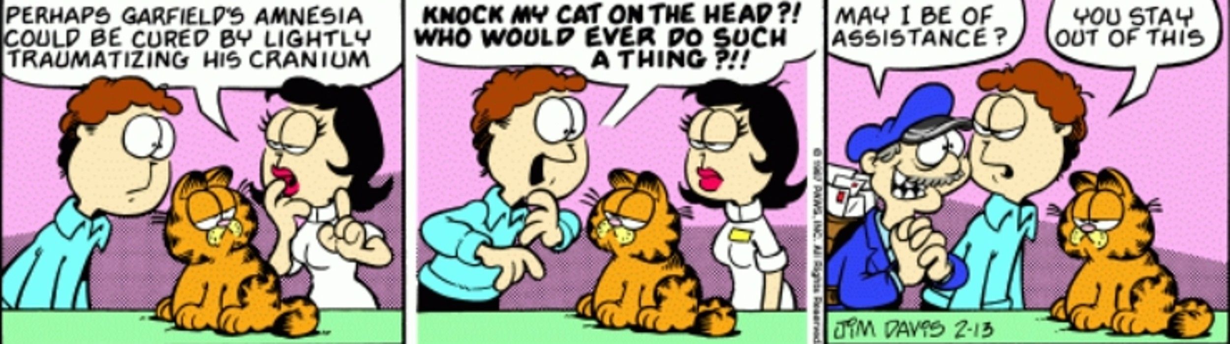 Garfield goes to the vet to have his amnesia treated