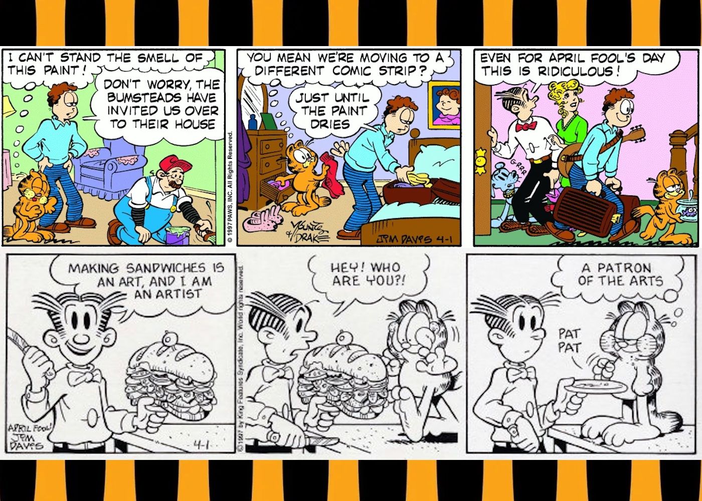 Garfield and Blondie switch on April 1, 1997