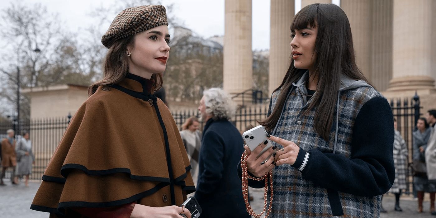 Geneviève and Emily outside in Emily in Paris