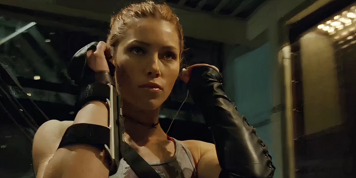 Jessica Biel como Abigail Whistler en Blade: Trinity escuchando música