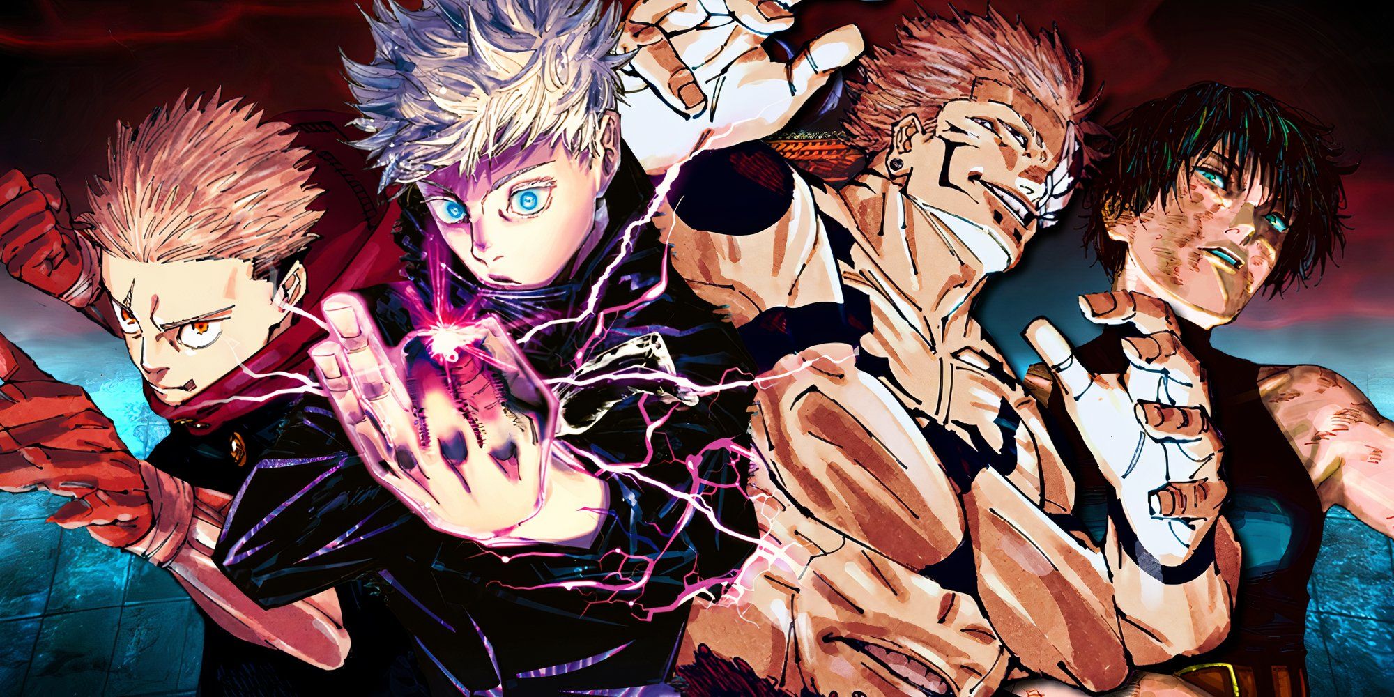 Gojo, Sukuna, Yuji e Maki de Jujutsu Kaisen