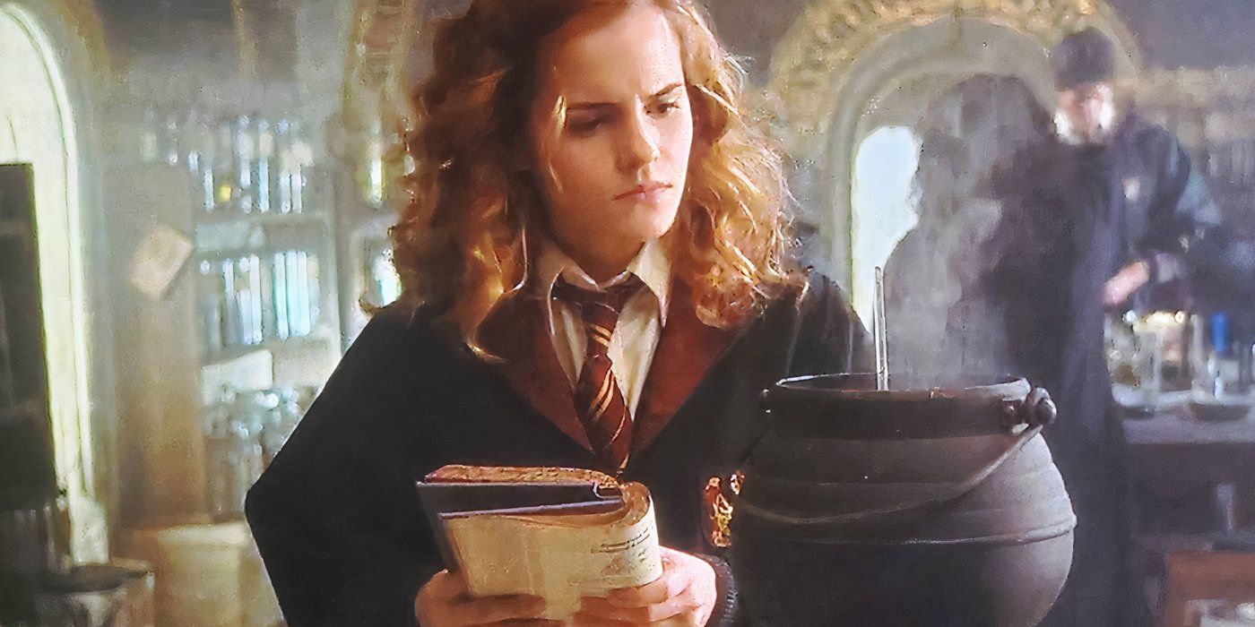 Hermione puzzled by a cauldron