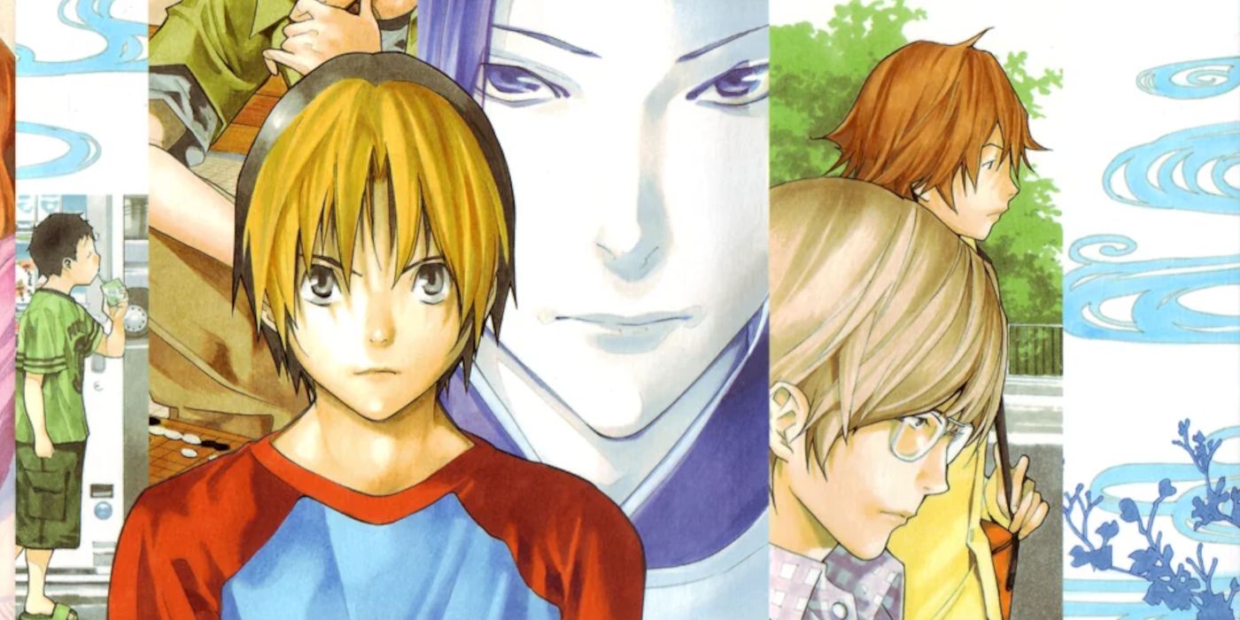 Arte do mangá Hikaru no Go com Sai ao fundo