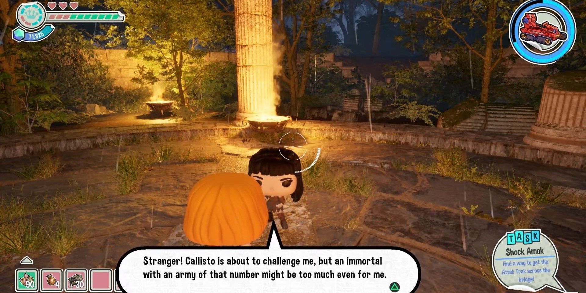 A player talking to Xena in one of her locations in Funko Fusion