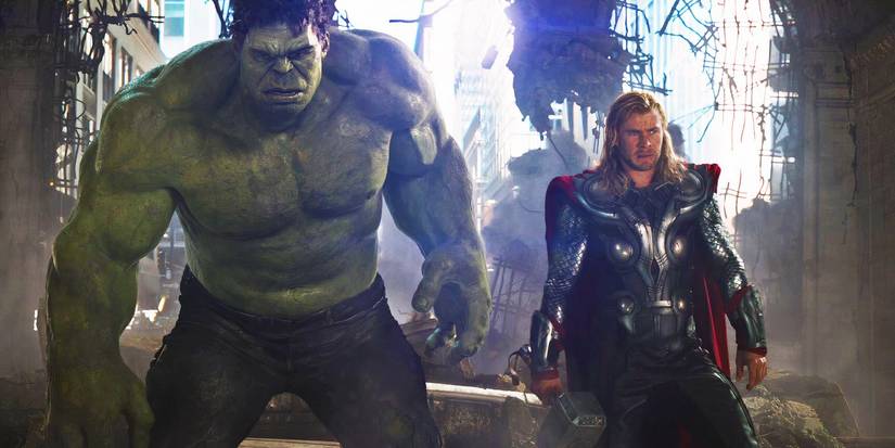 Hulk and Thor taking down a Leviathan in The Avengers
