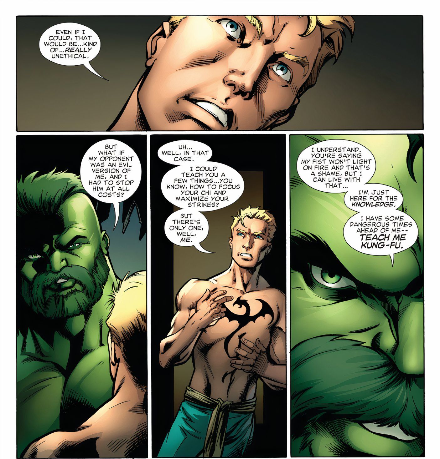 Hulk aprende Kung Fu de Danny Rand